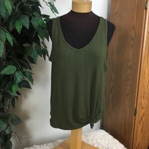 So XL olive forest double v neck tank top (knotted front can be undone) …